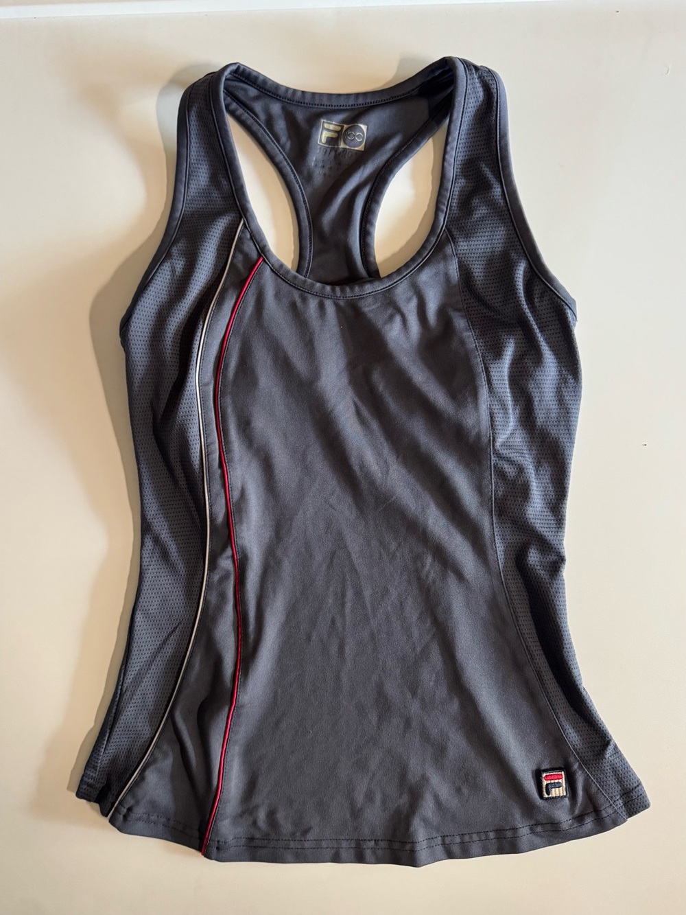 Fila Women's gray Racerback Tank with pink Trim